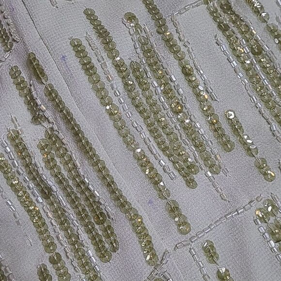 $498 NEW MAC DUGGAL 8 SAGE GREEN HAND BEADED MIDI CREPE SHEATH COLUMN DRESS NWT - Picture 12 of 16